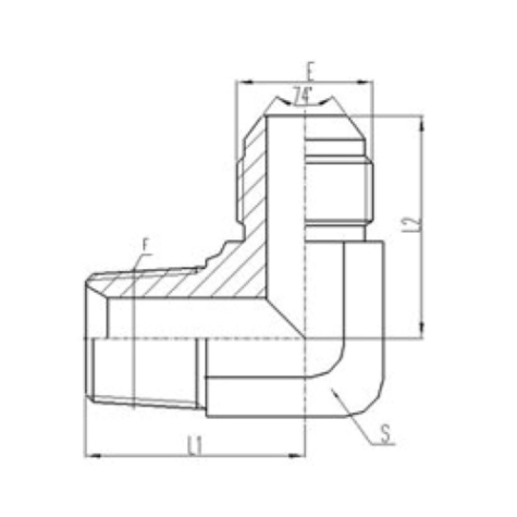 90°彎公製外螺紋（wén）74°外錐麵密封|英錐管（guǎn）外（wài）螺紋（wén）密封