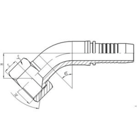 45°公製內螺紋74°內錐麵密封